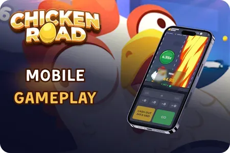 Chicken Road mobile gameplay screen showing multiplier and step controls