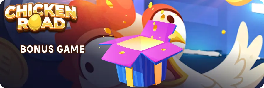 Open gift box with gold coins next to the Chicken Road logo