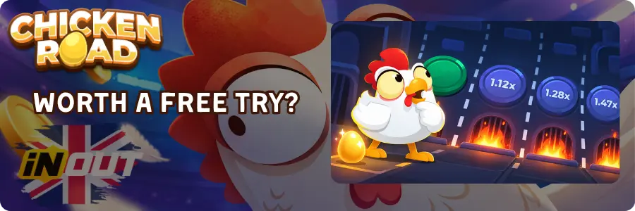Chicken weighing up the free demo with multipliers and oven flames behind