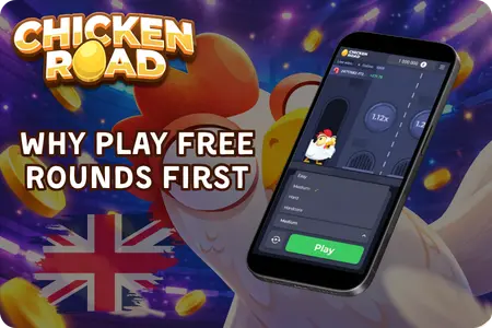 Chicken Road free play game demo screen with four difficulty levels and cash out button