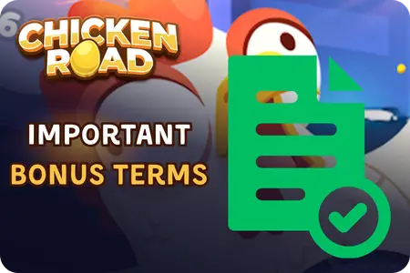 Green document with a tick mark beside the Chicken Road logo